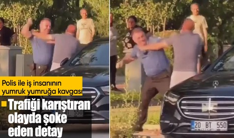 Denizli'de trafik karıştı! Polis ile iş insanının yumruk yumruğa kavgası kamerada: Vurmak ne demek ya?