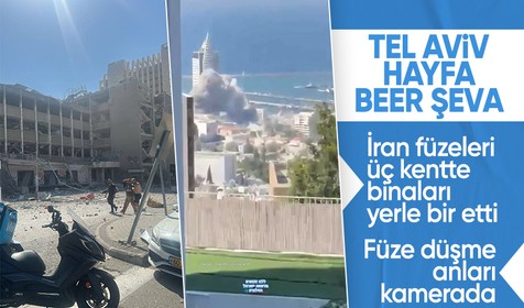 İran Tel Aviv ve Hayfa'yı vurdu! Hayfa'ya füzenin düştüğü an böyle görüntülendi