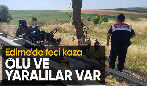 Edirne'de otomobil ağaca çarptı: 2'si çocuk 5 kişi hayatını kaybetti