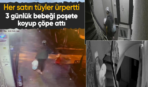 Şişli'de her satırı tüyler ürperten olay! 3 günlük bebeği poşete koyup çöpe attığı anlar kamerada
