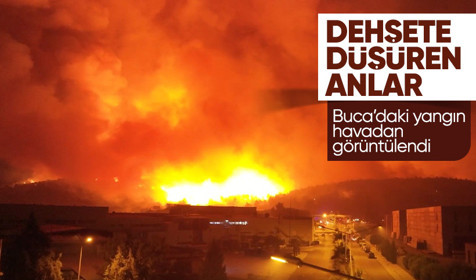 Buca'daki yangın havadan görüntülendi