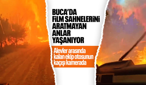 İzmir Buca'daki orman yangınında ekipler alevlerin arasında kaldı