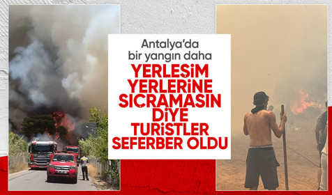 Antalya'da aynı yerde bir yangın daha! Turistler seferber oldu