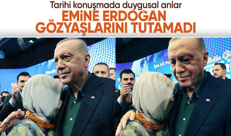 Tarihi konuşmada duygusal anlar: Emine Erdoğan eşine sarılarak ağladı