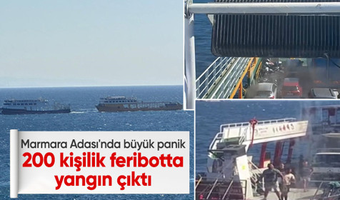 Marmara Adası'nda büyük panik! 200 kişilik feribotta yangın çıktı
