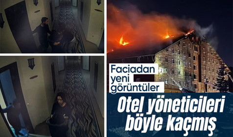 Otel yangınında yeni görüntüler ortaya çıktı: Otel müdürü ve ailesinin kaçtığı anlar kamerada
