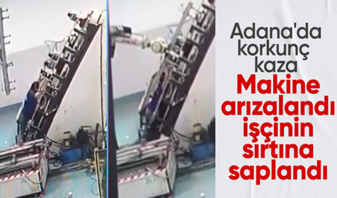 Adana'da korkunç kaza! Arızalanan makine, işçinin sırtına saplandı