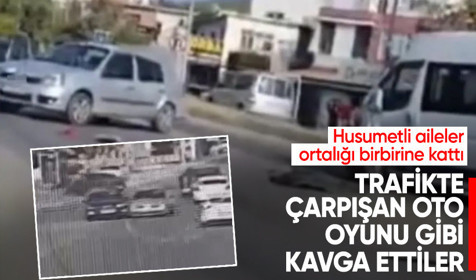 Mersin'de husumetli iki grup trafikte çarpışan oto oyunu gibi kavga etti