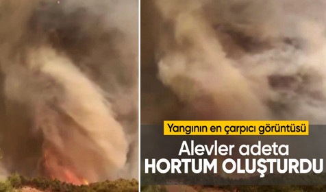 Orman yangınının en çarpıcı görüntüsü: Alevler hortum oluşturdu