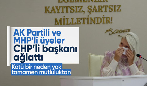 AK Parti ve MHP'den destek alan CHP'li başkan Melek Mızrak Subaşı gözyaşlarını tutamadı