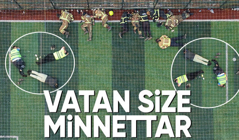 Bursa'da yangınla mücadele eden itfaiye erleri halı sahada uyudu