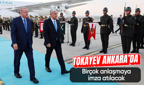Cumhurbaşkanı Erdoğan, Kazakistan Cumhurbaşkanı Tokayev'i resmi törenle karşıladı