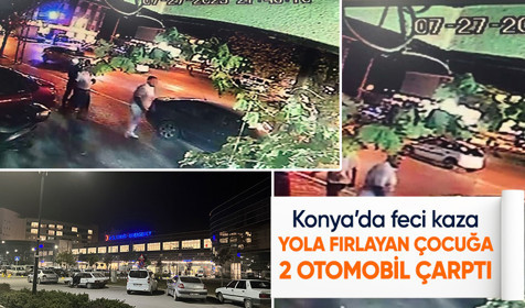 Yola fırlayan çocuğa iki otomobil çarptı