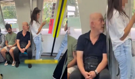 Marmaray'da mide bulandıran görüntü! Saçlarını kokladı, boydan boya süzdü