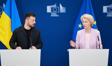AB Komisyonu Başkanı von der Leyen ve Ukrayna Devlet Başkanı Zelenskiy ortak basın toplantısında konuştu