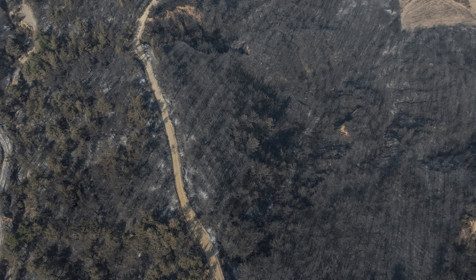 Çanakkale'de yangın dronla görüntülendi