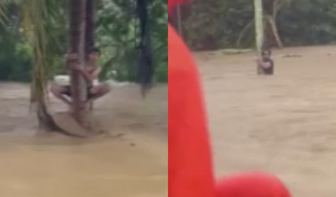 Endonezya’daki sel felaketinde afetzedeler ağaçlara tutunarak kurtarılmayı bekledi