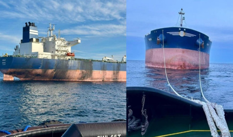 Kastamonu açıklarında isabet alan "Virat" isimli gemi Türkeli'ye çekiliyor