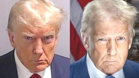 Trump'ın başkanlık portresi ve sabıka fotoğrafının benzerliği dikkat çekti