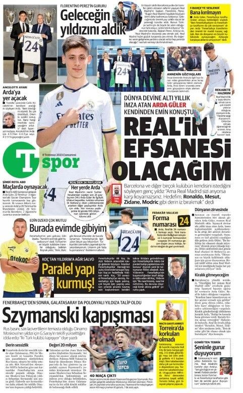Avrupa basını Real Madrid'e transfer olan Arda Güler'i konuşuyor! Hepsi manşetlerine taşıdı | 8 Temmuz Cumartesi gazete manşetleri - Resim: 26