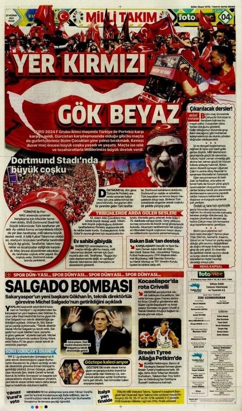 Türkiye - Portekiz karşılaşması: Montella’nın hatalı 11'i | 23 Haziran gazete manşetleri - Resim: 15