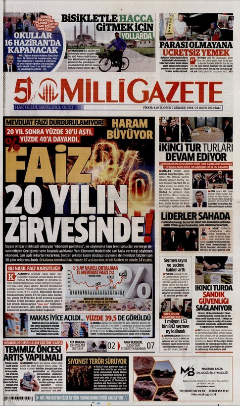 23 Mayıs'ta gazete manşetleri Sinan Oğan'ı kapağa taşıdı! İşte Türkiye'nin nabzını tutan gazetelerin manşetleri... - Resim: 12