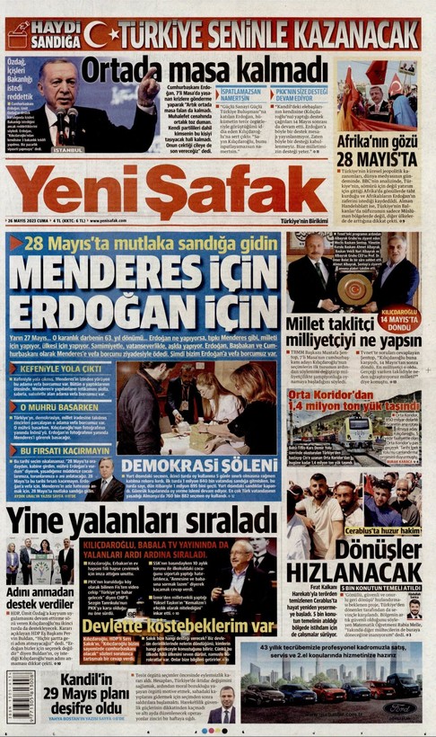 İşte Türkiye'nin nabzını tutan gazetelerin 26 Mayıs manşetleri... - Resim: 6