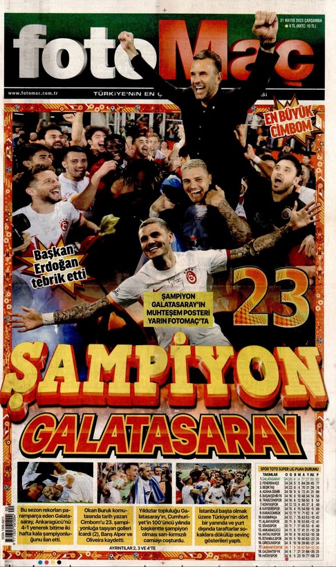 Şampiyon Galatasaray! Günün spor manşetleri | 31 Mayıs 2023 - Resim: 2