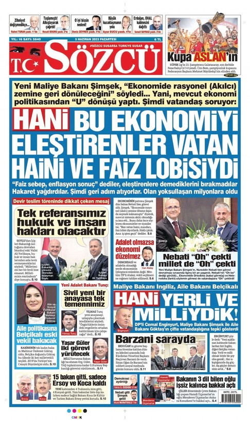 Gündem Yeni Kabine | 5 Haziran gazete manşetlerinde neler yer aldı? - Resim: 6
