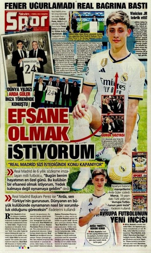 Avrupa basını Real Madrid'e transfer olan Arda Güler'i konuşuyor! Hepsi manşetlerine taşıdı | 8 Temmuz Cumartesi gazete manşetleri - Resim: 25