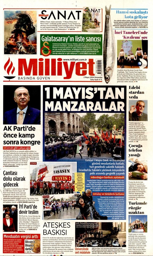 'Olaylı 1 Mayıs' gazete manşetlerinde | 2 Mayıs manşetler - Resim: 6