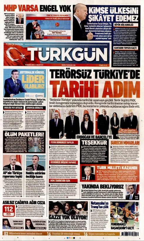 10 Mart gazete manşetleri | "PKK silah bırakıyor", "41 yıllık terör belası bitti" - Resim: 14