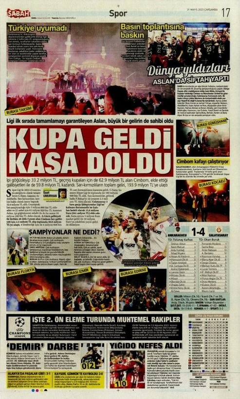 Şampiyon Galatasaray! Günün spor manşetleri | 31 Mayıs 2023 - Resim: 10