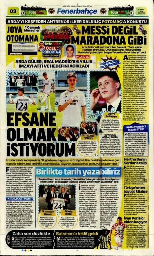 Avrupa basını Real Madrid'e transfer olan Arda Güler'i konuşuyor! Hepsi manşetlerine taşıdı | 8 Temmuz Cumartesi gazete manşetleri - Resim: 19