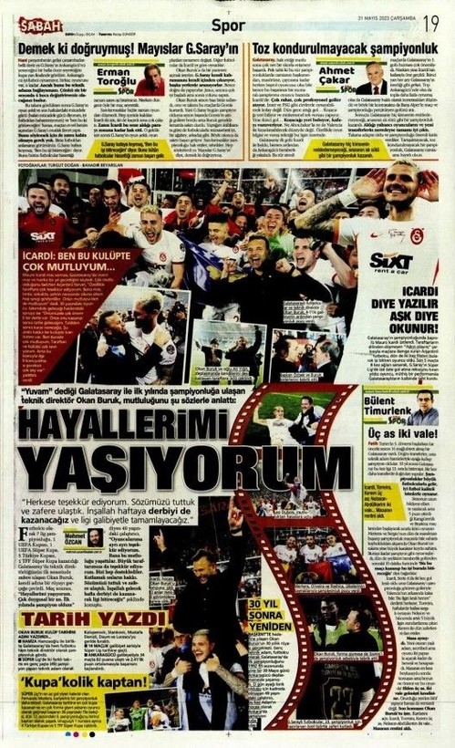 Şampiyon Galatasaray! Günün spor manşetleri | 31 Mayıs 2023 - Resim: 12