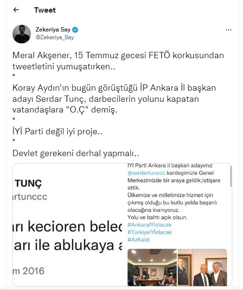 İYİ Parti Ankara İl Başkanı adayı Serdar Tunç'un 15 Temmuz tweetleri ortaya çıktı - Resim: 3
