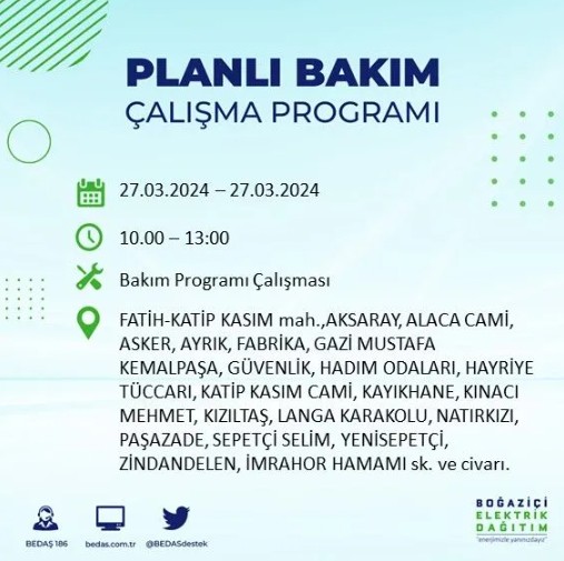 Son Dakika: BEDAŞ İstanbul'da elektrik kesintisi yaşanacak ilçeleri açıkladı - Resim: 28