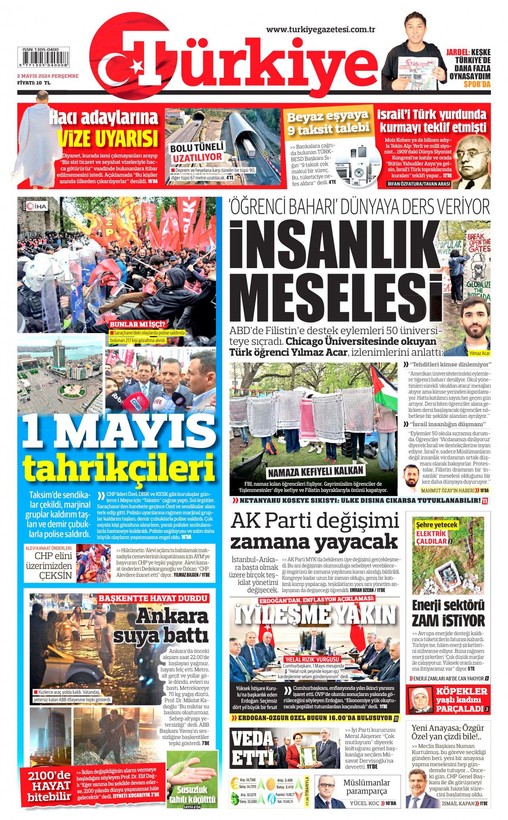 'Olaylı 1 Mayıs' gazete manşetlerinde | 2 Mayıs manşetler - Resim: 13