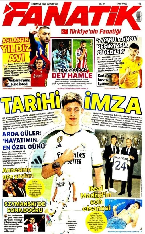 Avrupa basını Real Madrid'e transfer olan Arda Güler'i konuşuyor! Hepsi manşetlerine taşıdı | 8 Temmuz Cumartesi gazete manşetleri - Resim: 13