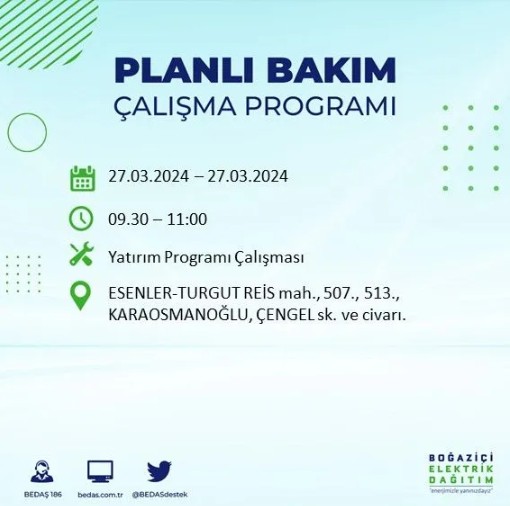 Son Dakika: BEDAŞ İstanbul'da elektrik kesintisi yaşanacak ilçeleri açıkladı - Resim: 40