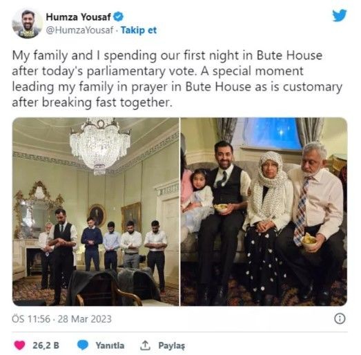 İskoçya'nın ilk Müslüman Başbakanı Hamza Yusuf resmi konutunda görevinin ilk gününde ailesine namaz kıldırdı - Resim: 3
