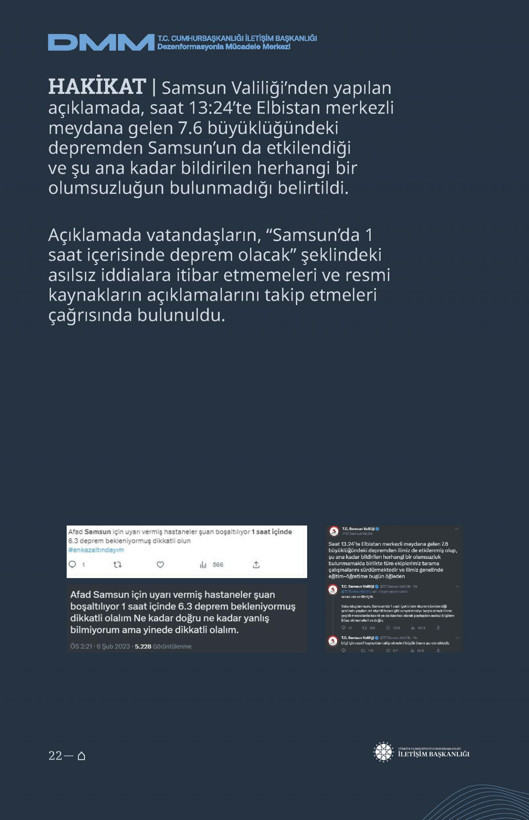 İletişim Başkanlığı'ndan vatandaşları doğru yönlendirmek adına 'Deprem Dezenformasyon Bültenleri': Yalan ve Hakikat karşı karşıya getirildi - Resim: 23