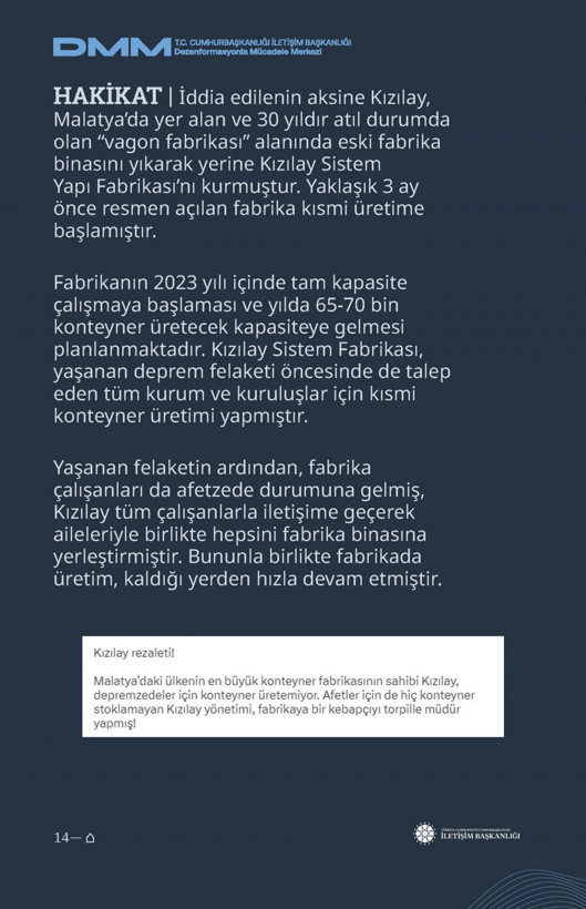 İletişim Başkanlığı'ndan vatandaşları doğru yönlendirmek adına 'Deprem Dezenformasyon Bültenleri': Yalan ve Hakikat karşı karşıya getirildi - Resim: 153