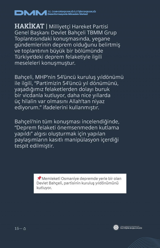 İletişim Başkanlığı'ndan vatandaşları doğru yönlendirmek adına 'Deprem Dezenformasyon Bültenleri': Yalan ve Hakikat karşı karşıya getirildi - Resim: 38
