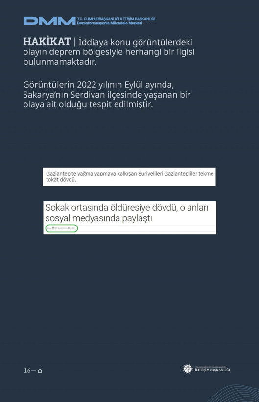 İletişim Başkanlığı'ndan vatandaşları doğru yönlendirmek adına 'Deprem Dezenformasyon Bültenleri': Yalan ve Hakikat karşı karşıya getirildi - Resim: 133