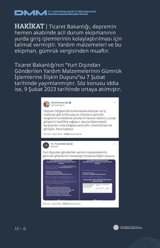 İletişim Başkanlığı'ndan vatandaşları doğru yönlendirmek adına 'Deprem Dezenformasyon Bültenleri': Yalan ve Hakikat karşı karşıya getirildi - Resim: 68