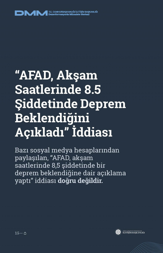 İletişim Başkanlığı'ndan vatandaşları doğru yönlendirmek adına 'Deprem Dezenformasyon Bültenleri': Yalan ve Hakikat karşı karşıya getirildi - Resim: 16