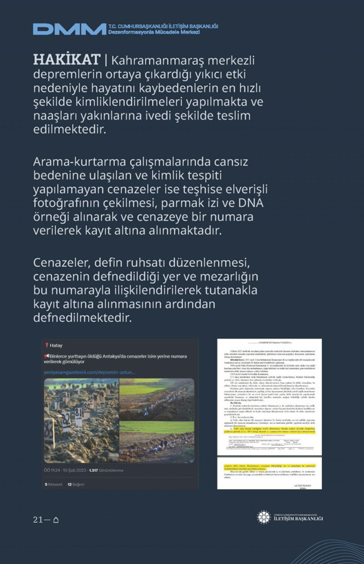 İletişim Başkanlığı'ndan vatandaşları doğru yönlendirmek adına 'Deprem Dezenformasyon Bültenleri': Yalan ve Hakikat karşı karşıya getirildi - Resim: 103