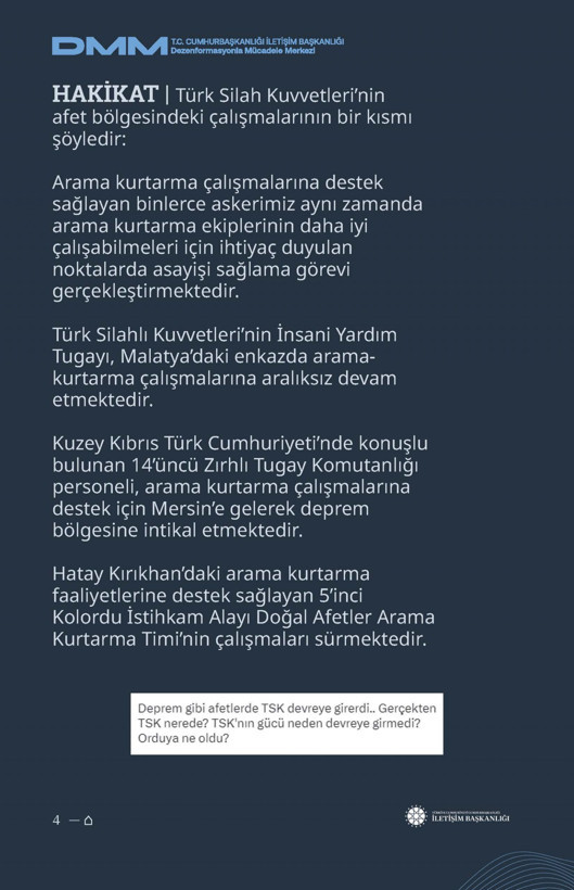 İletişim Başkanlığı'ndan vatandaşları doğru yönlendirmek adına 'Deprem Dezenformasyon Bültenleri': Yalan ve Hakikat karşı karşıya getirildi - Resim: 27