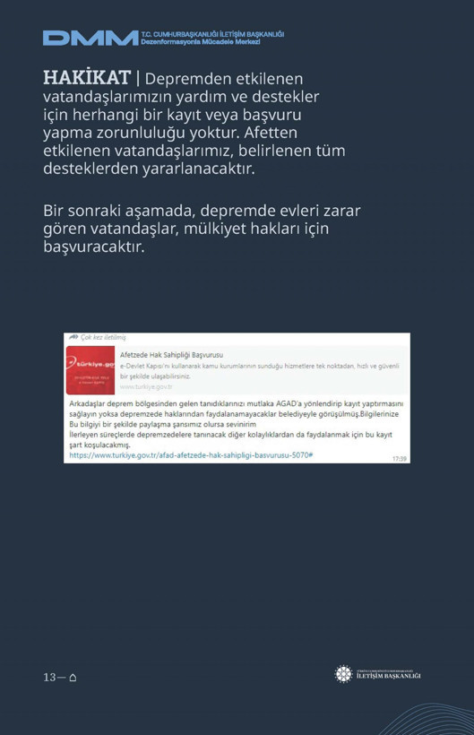 İletişim Başkanlığı'ndan vatandaşları doğru yönlendirmek adına 'Deprem Dezenformasyon Bültenleri': Yalan ve Hakikat karşı karşıya getirildi - Resim: 95